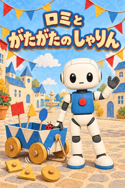 絵本『ロミと がたがたの しゃりん』の表紙